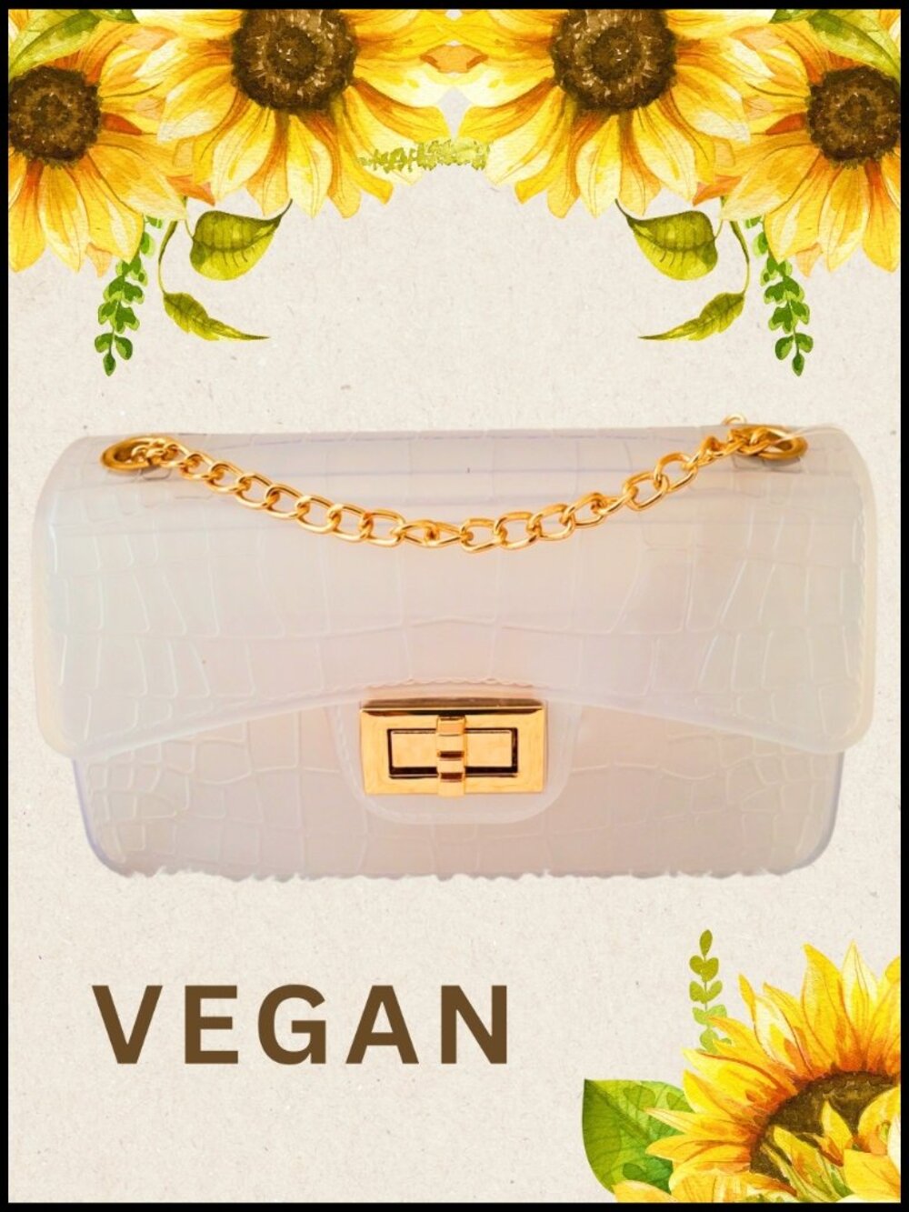 NWT Designer-Inspired Jelly Chain-Strap Crossbody Bag